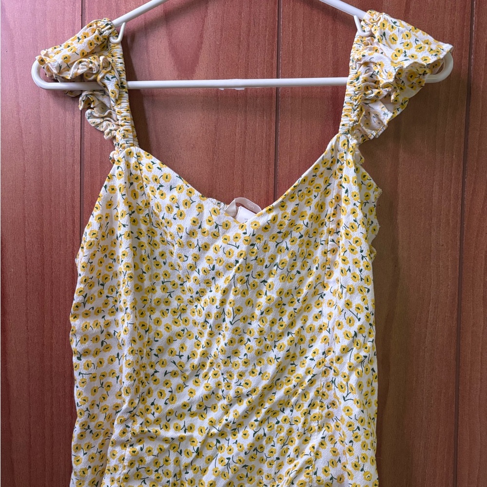 Floral Yellow and White Dress